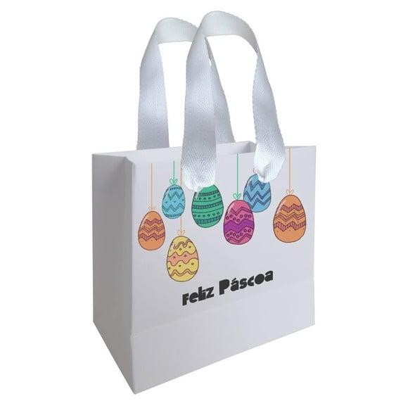 Sacolinha com Alça, Feliz Páscoa, Personalizada. Mod.01.