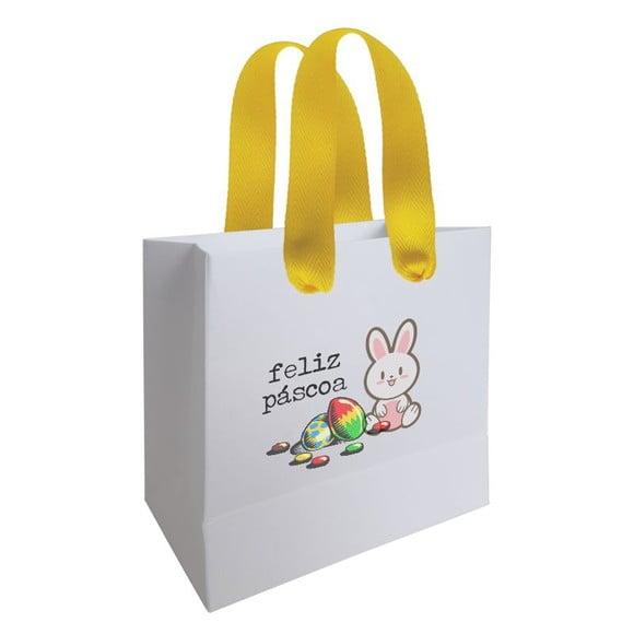 Sacolinha com Alça, Feliz Páscoa, Personalizada. Mod.07.