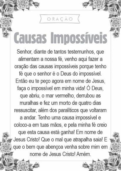 Santinho Causas Impossíveis. Pcte c/ 250 Unids