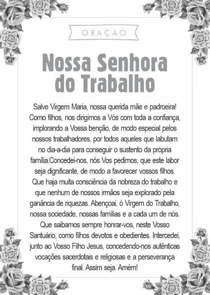 Santinho Nossa Senhora do Trabalho. Pcte c/ 250 Unids