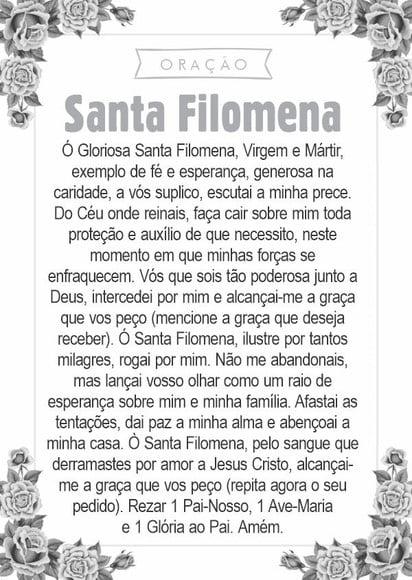 Santinho Santa Filomena. Pcte c/ 250 Unids