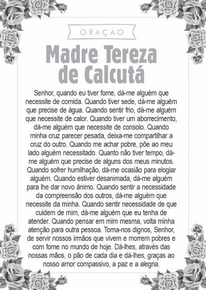 Santinho Santa Madre Tereza de Calcutá. Pcte c/ 250 Unids