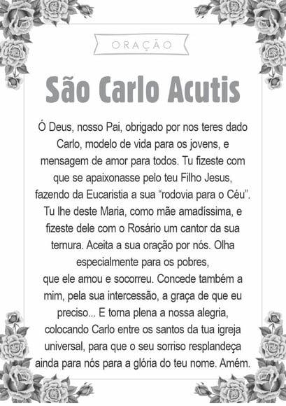 Santinho São Carlo Acutis. Pcte c/ 250 Unids