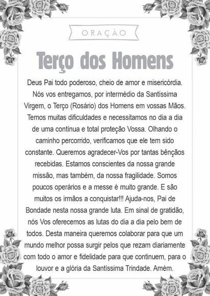 Santinho Terço dos Homens. Pcte c/ 250 Unids