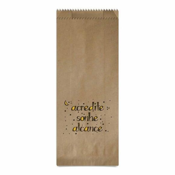 SAQUINHO KRAFT SIMPLES PERSONALIZADO - ACREDITE SONHE