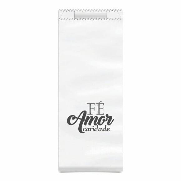 SAQUINHO KRAFT SIMPLES PERSONALIZADO - FÉ AMOR CARIDADE