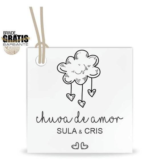 Tag casamento quadrada chuva de amor
