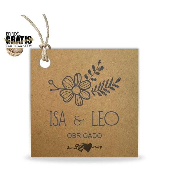 Tag casamento quadrada floral