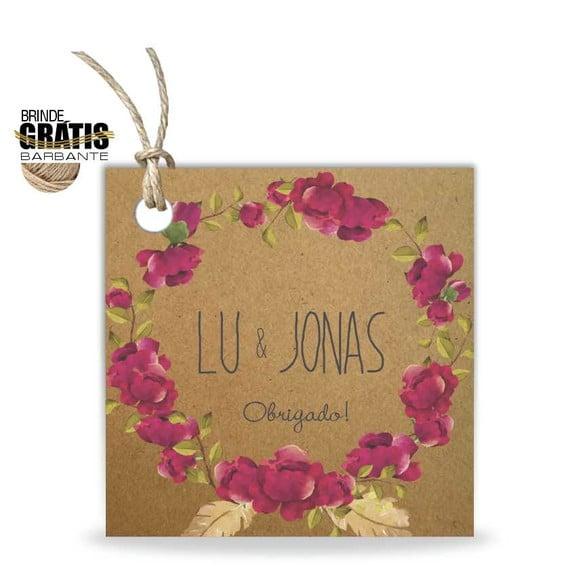 Tag casamento quadrada floral