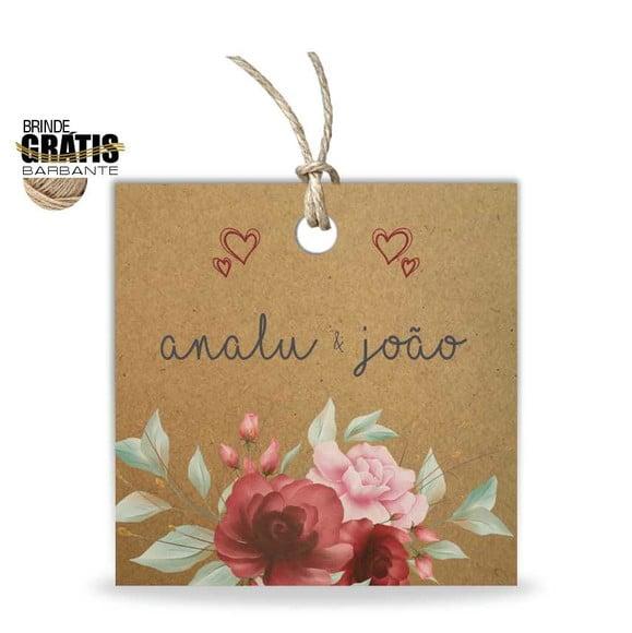 Tag casamento quadrada floral