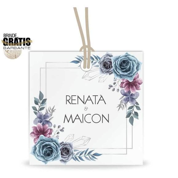Tag casamento quadrada floral
