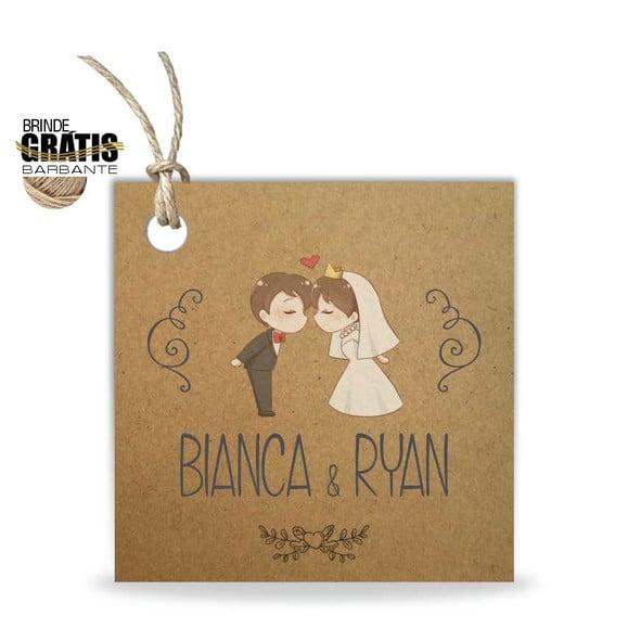 Tag casamento quadrada noivinhos