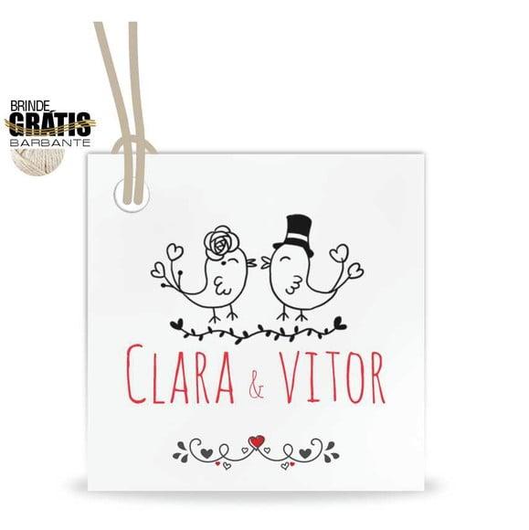 Tag casamento quadrada passarinhos