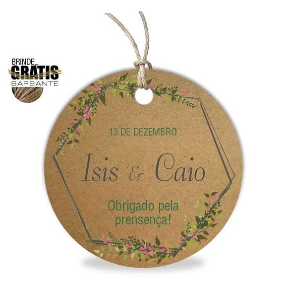 Tag casamento redonda floral