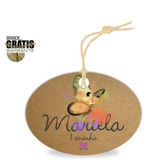 Tag infantil oval borboleta