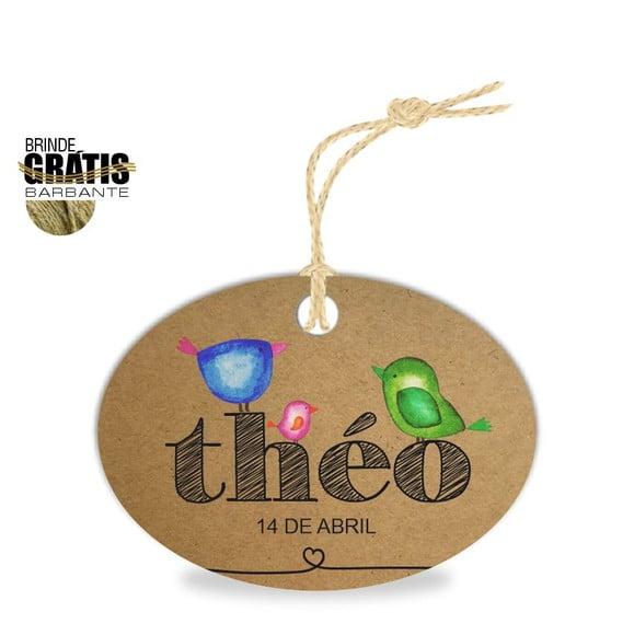 Tag infantil oval passarinhos