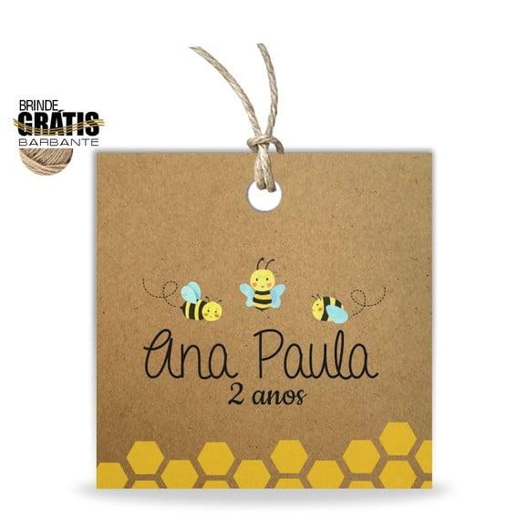 Tag infantil quadrada abelhinhas