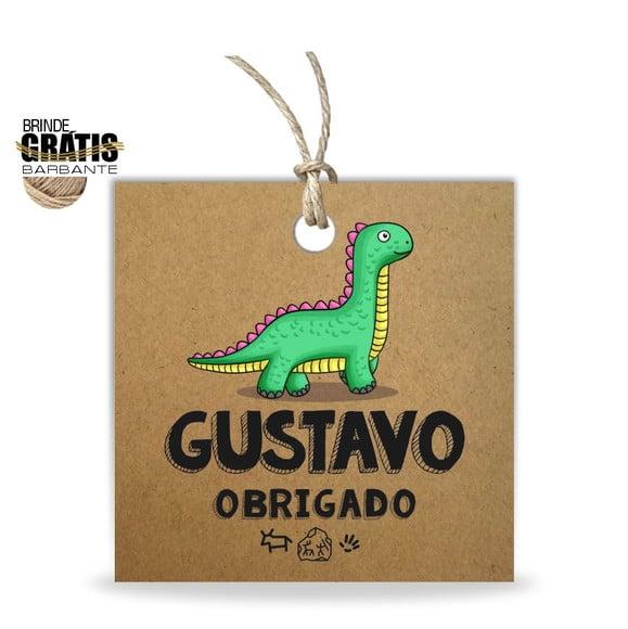 Tag infantil quadrada dinossauro