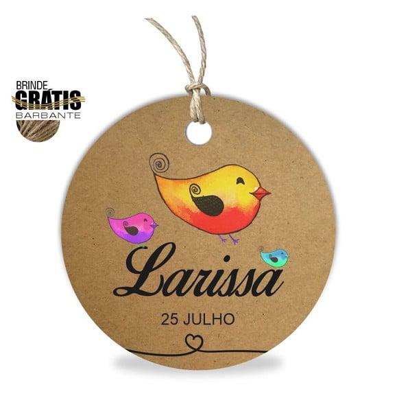 Tag infantil redonda passarinhos