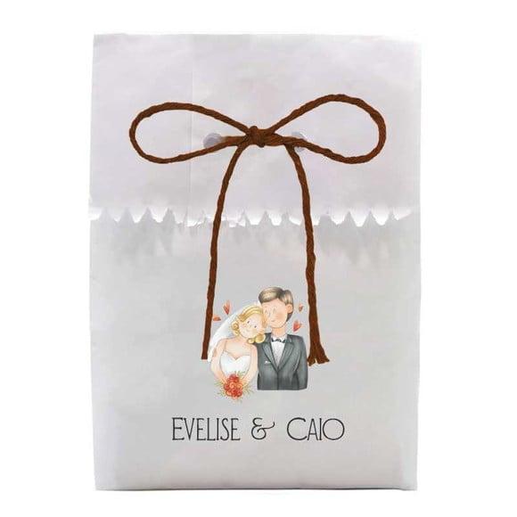 CASAMENTO - SAQUINHO PAPEL PERSONALIZADO. C/ FURO E CORDÃO