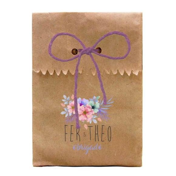 CASAMENTO - SAQUINHO PAPEL PERSONALIZADO. C/ FURO E CORDÃO