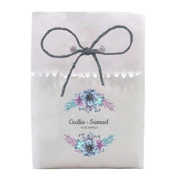CASAMENTO - SAQUINHO PAPEL PERSONALIZADO. C/ FURO E CORDÃO
