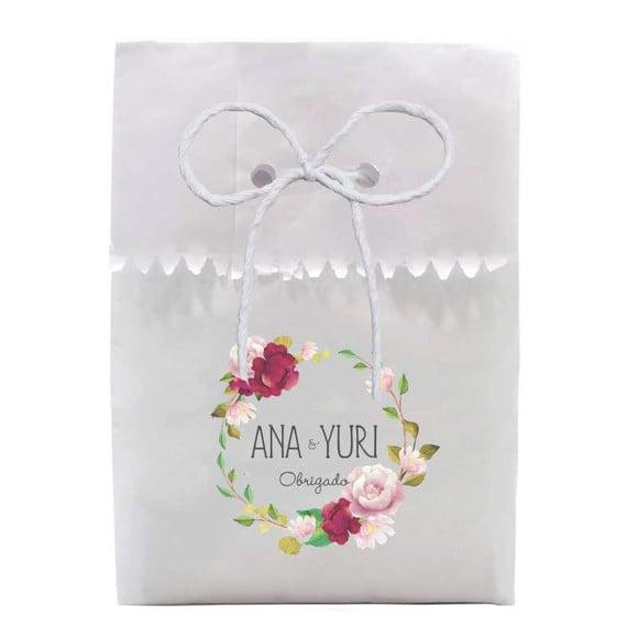 CASAMENTO - SAQUINHO PAPEL PERSONALIZADO. C/ FURO E CORDÃO