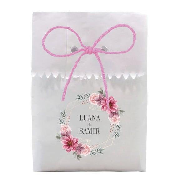 CASAMENTO - SAQUINHO PAPEL PERSONALIZADO. C/ FURO E CORDÃO