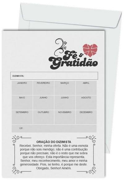 Envelope dízimo personalizado.