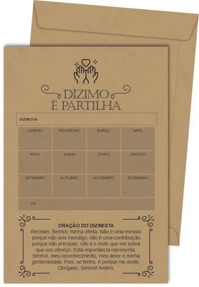 Envelope dízimo personalizado.