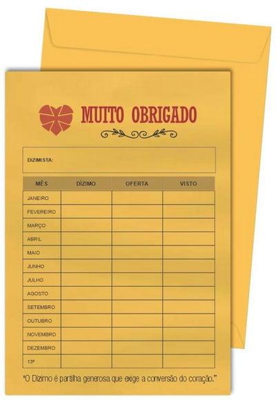Envelope dízimo personalizado.