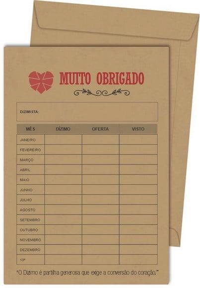 Envelope dízimo personalizado.