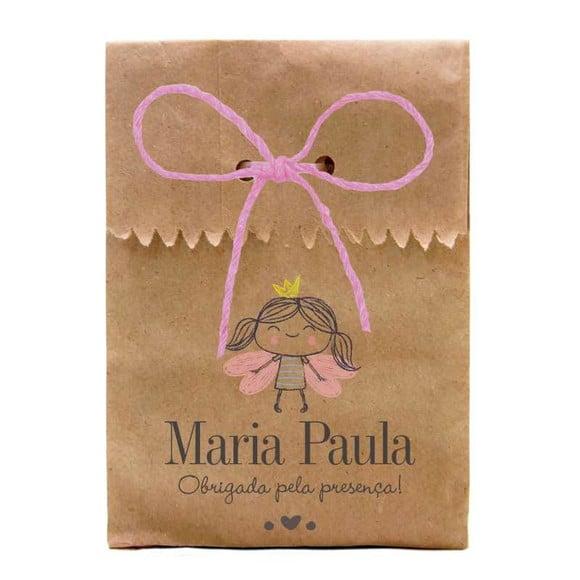 INFANTIL - SAQUINHO PAPEL PERSONALIZADO. C/ FURO E CORDÃO