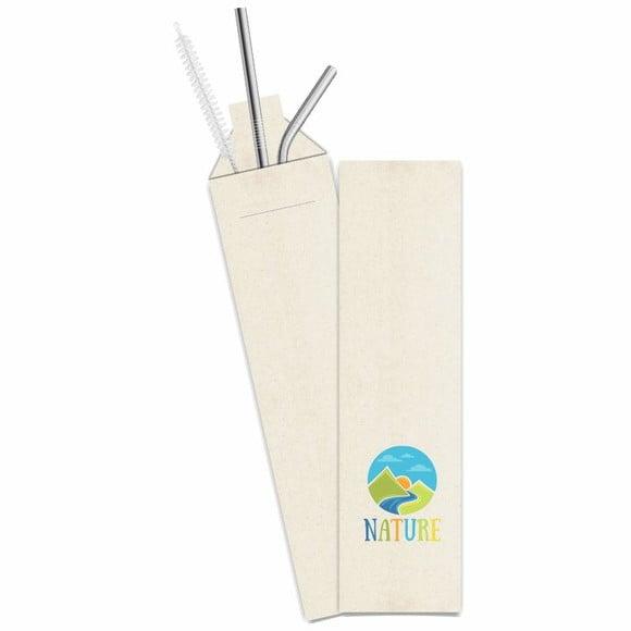Kit Canudo Inox c/ 3 Pçs + Embalagem Personalizados