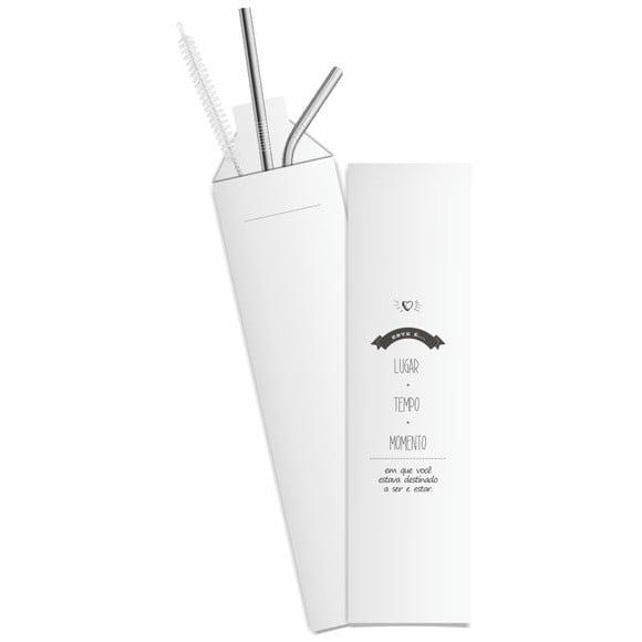Kit Canudo Inox c/ 3 Pçs + Embalagem Personalizados