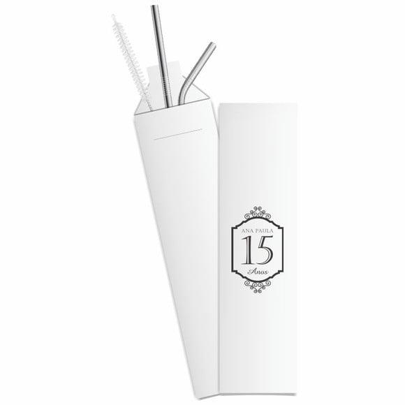 Kit Canudo Inox c/ 3 Pçs + Embalagem Personalizados