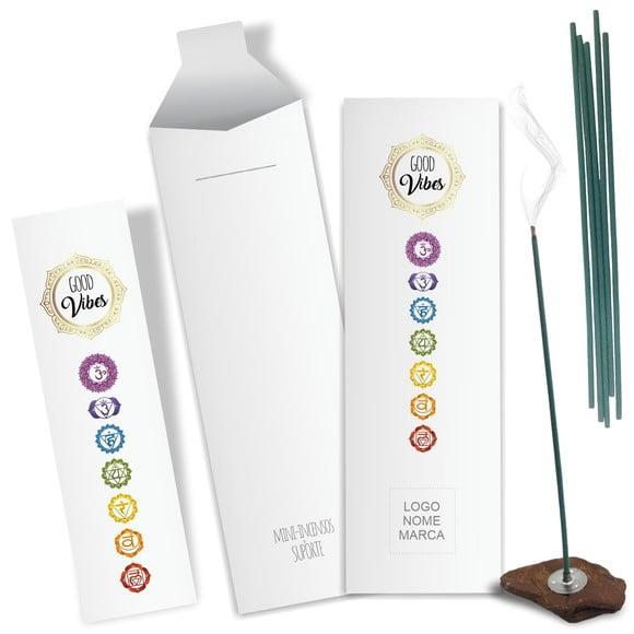 Kit Incenso Personalizado Good Vibes-chakras. Pacote c/ 24un