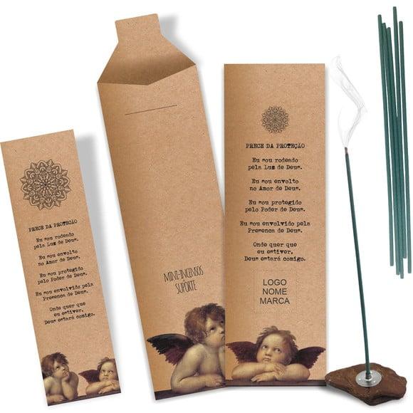Kit Incenso Personalizado Prece Proteção. Pacote c/ 24un