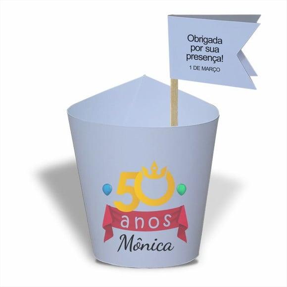 Rótulo mini suculenta + tag bandeira + palito. Aniversário