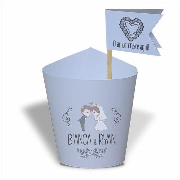 Rótulo mini suculenta + tag bandeira + palito. Casamento