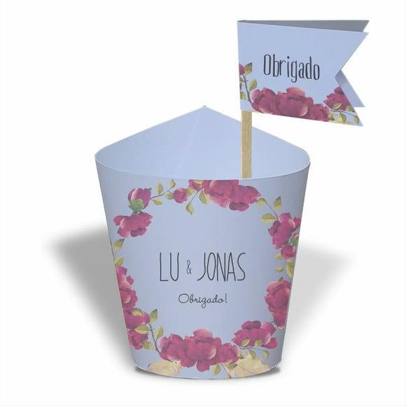 Rótulo mini suculenta + tag bandeira + palito. Casamento