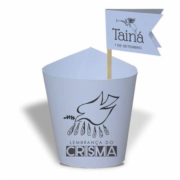 Rótulo mini suculenta + tag bandeira + palito. Crisma