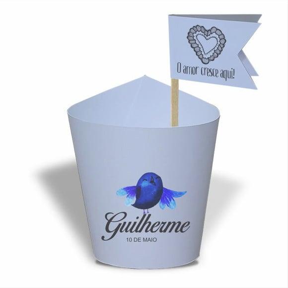 Rótulo mini suculenta + tag bandeirinha + palito. Infantil