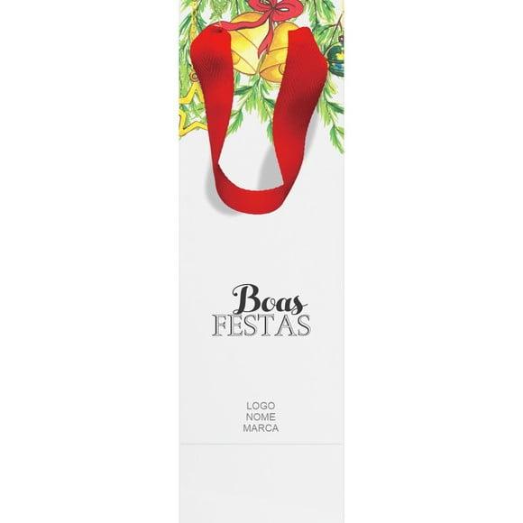 Sacola Garrafa Personalizada Natal e Boas Festas. Mod054.