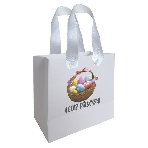 Sacolinha com Alça, Feliz Páscoa, Personalizada. Mod.02.