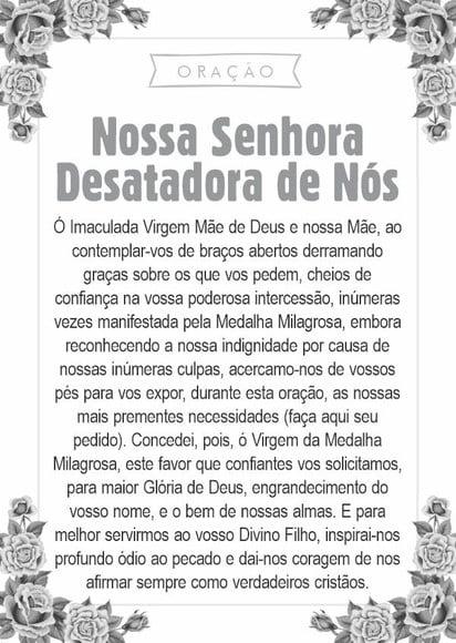 Santinho Nossa Senhora Desatadora de Nós. Pcte c/ 250 Unids