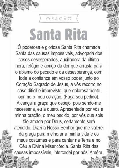 Santinho Santa Rita. Pcte c/ 250 Unids