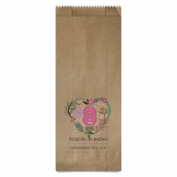 Saquinho de Papel Dia da Mulher, Personalizado. Mod.03