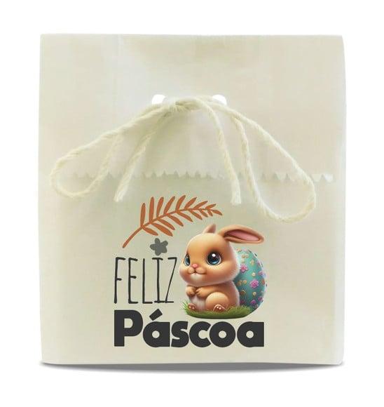 Saquinho de Papel Feliz Páscoa, Person, Furo/cordão. Mod5