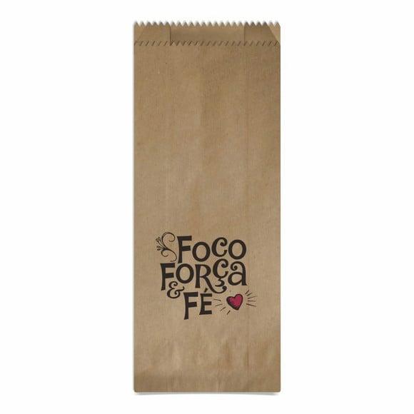 SAQUINHO KRAFT SIMPLES PERSONALIZADO - FOCO FORÇA FÉ